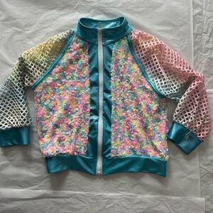 EUC A Wish Come True MC unicorn glitter sparkles bomber jacket medium child zip